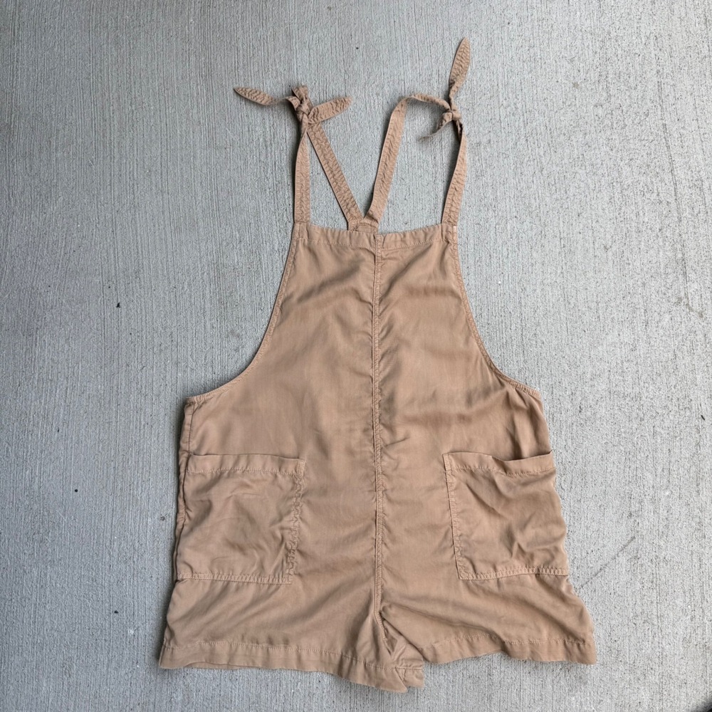 Aerie Tie Strap Romper Beige Utility Pocket Sleeveless Women's Large Cargo - Picture 10 of 10